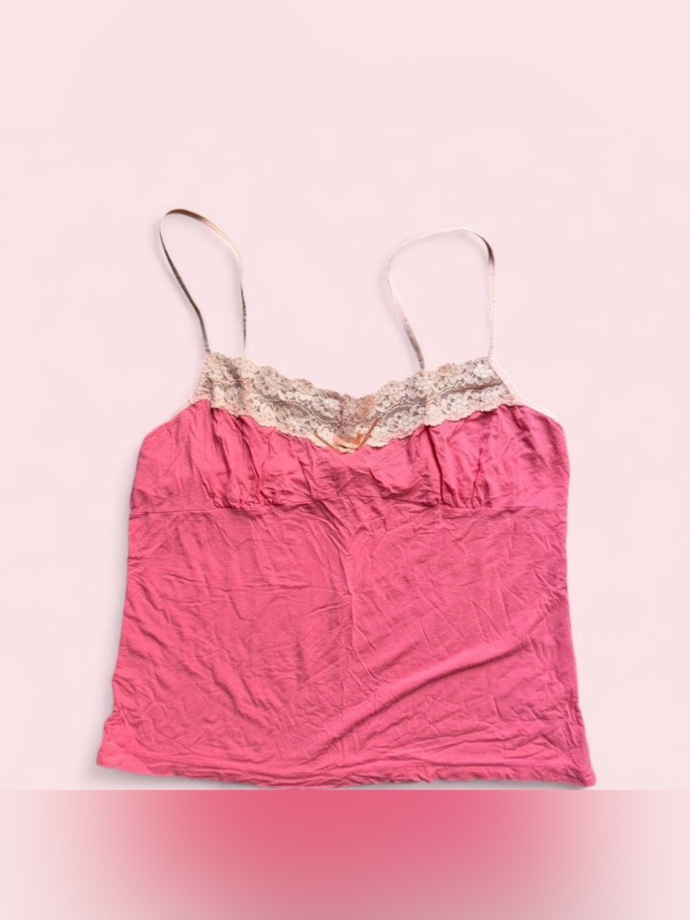 Y2K vintage 2000s women’s Victoria’s Secret size L Pink lace cami top lace trim